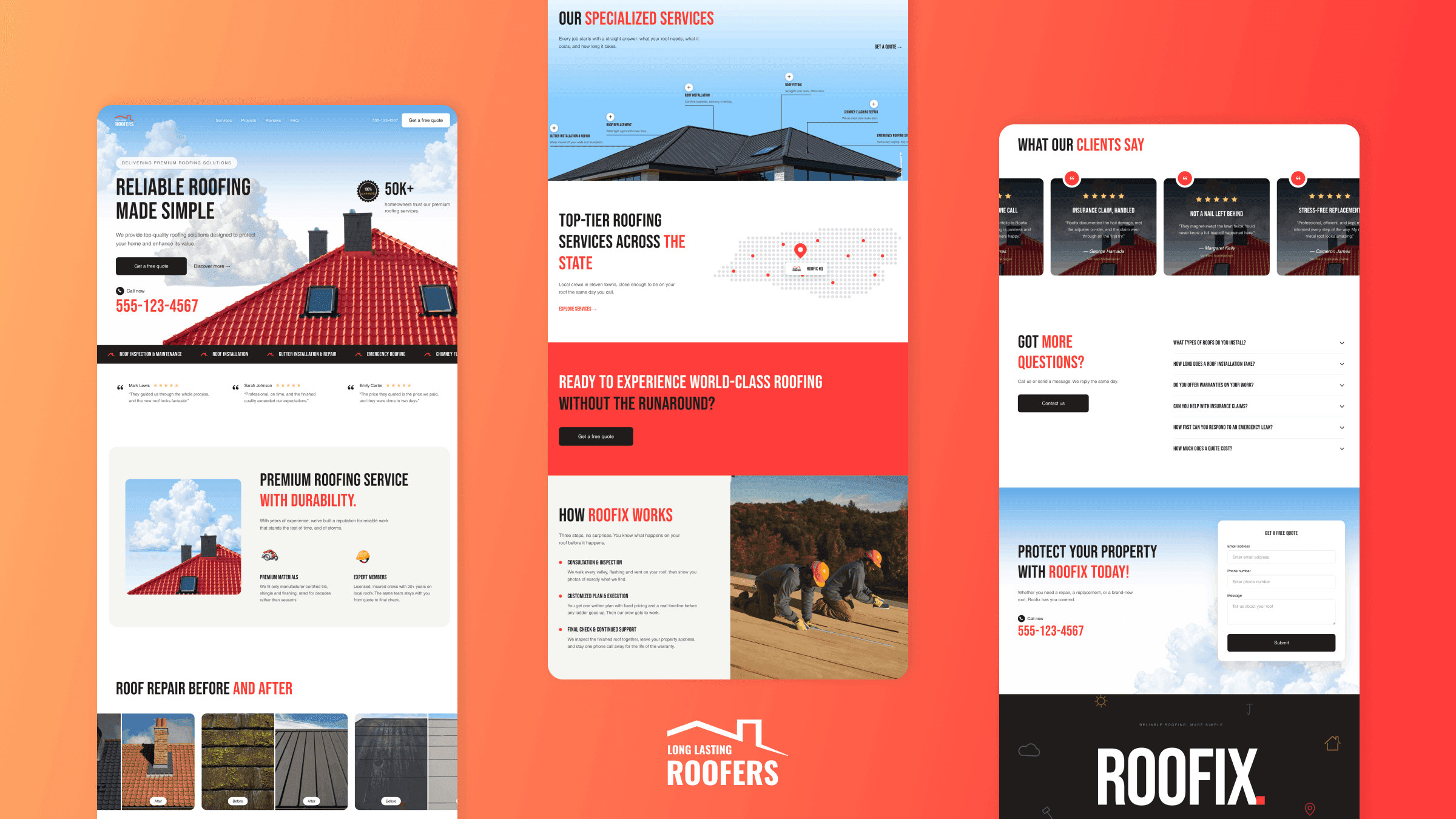 Roofix website — mobile responsive view